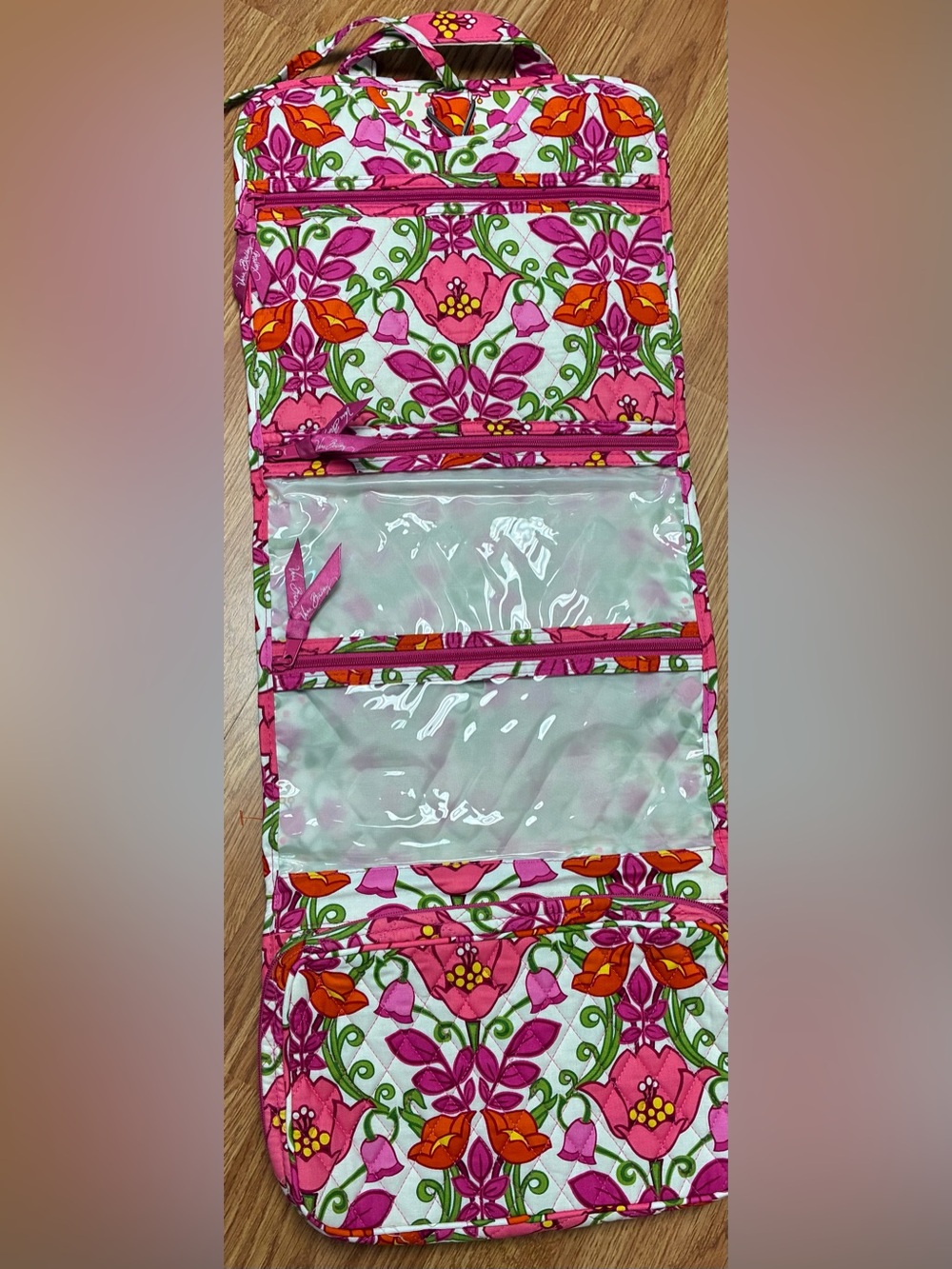 Vera Bradley Tutti Frutti Hanging Travel Organizer Cosmetic Bag Pink Floral